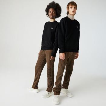 Lacoste LIVE Crew Neck Embroidered Cotton Blend Sweatshirt - Mikiny Pánské Černé | CZ-xDw1fT